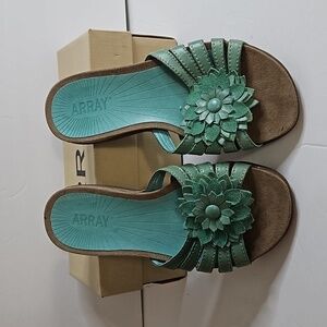 Array Maui Slide with Flower sz 7.5m Turquoise NIB